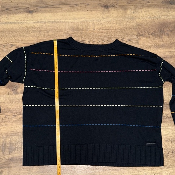 PEACE LOVE WORLD Black Sweater with Multicolor Stripes - Picture 4 of 9